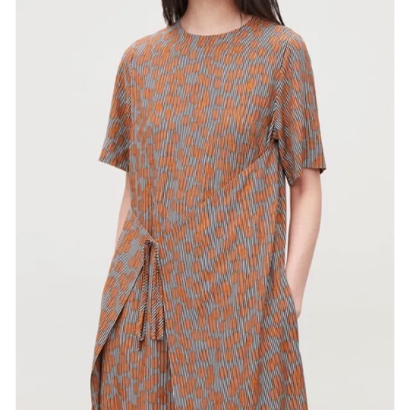 COS Printed Asymmetric Tie Midi Dress NEW - Picture 3 of 15